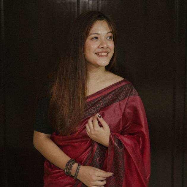 Pure Silk with geometric hand block print