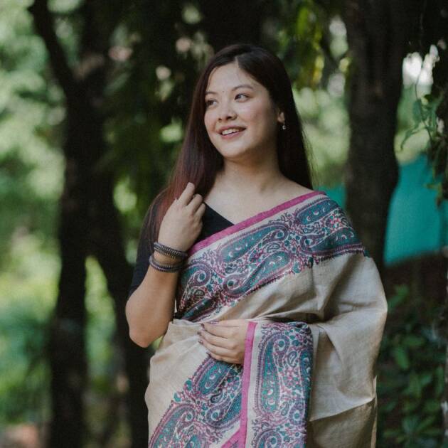 Pure Desi Tassar Silk with Paisly hand Block Print