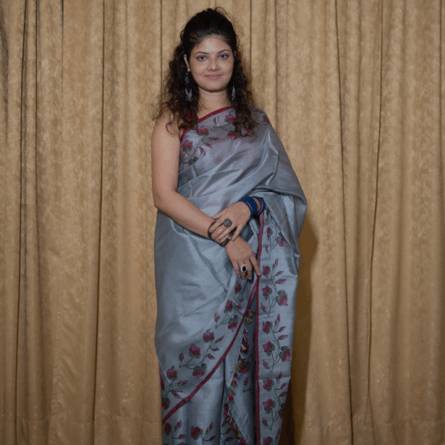 Colored Pure Silk Makhela Sador set with blouse piece