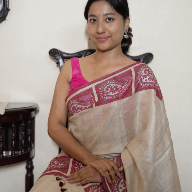 Desi Tassar Mekhela Sador set with blouse piece